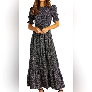 Ruffle short sleeve floral maxi dress